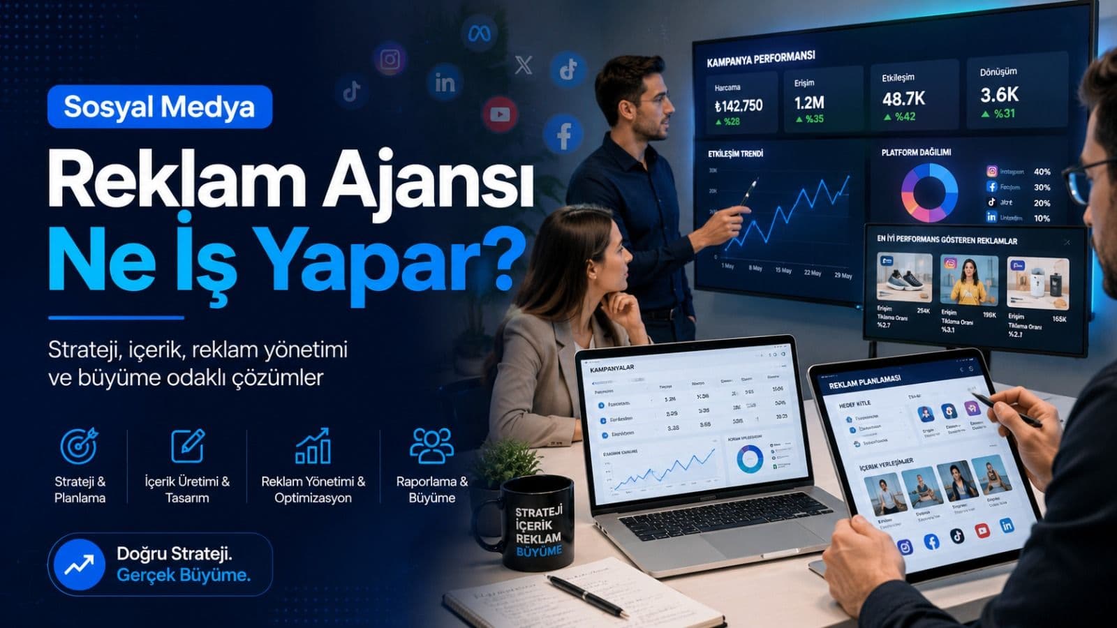 Sosyal medya reklam ajansı ne iş yapar konulu Bisasoft blog kapak görseli