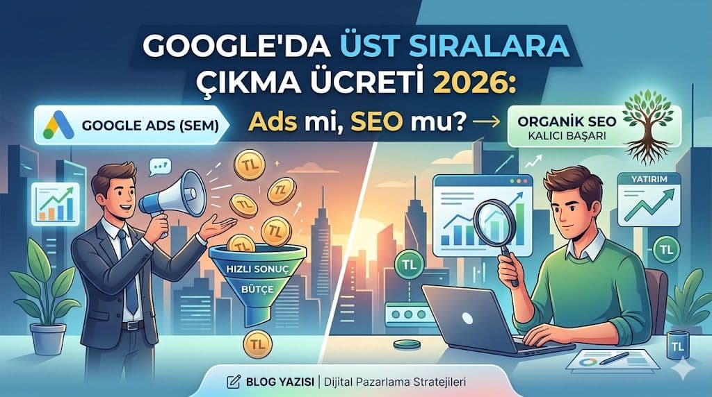 Google'da Üst Sıralara Çıkma Ücreti 2026: Ads mi, SEO mu?